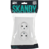 Розетка 2-местная IEK SKANDY SK-R10W без заземления без защитных шторок 10А в сборе, арктический белый SK-R20-10-K01-F